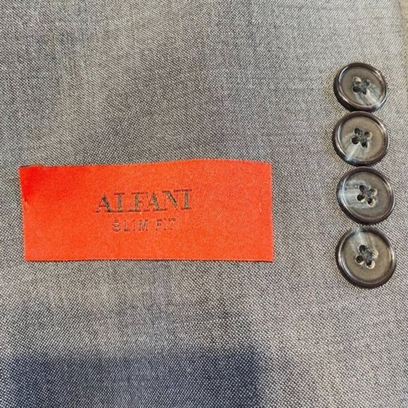 Alfani Slim Fit Blue Gray Wool Blend Mens Suit Jacket 36R Tailored  Macys Excl - Picture 5 of 9